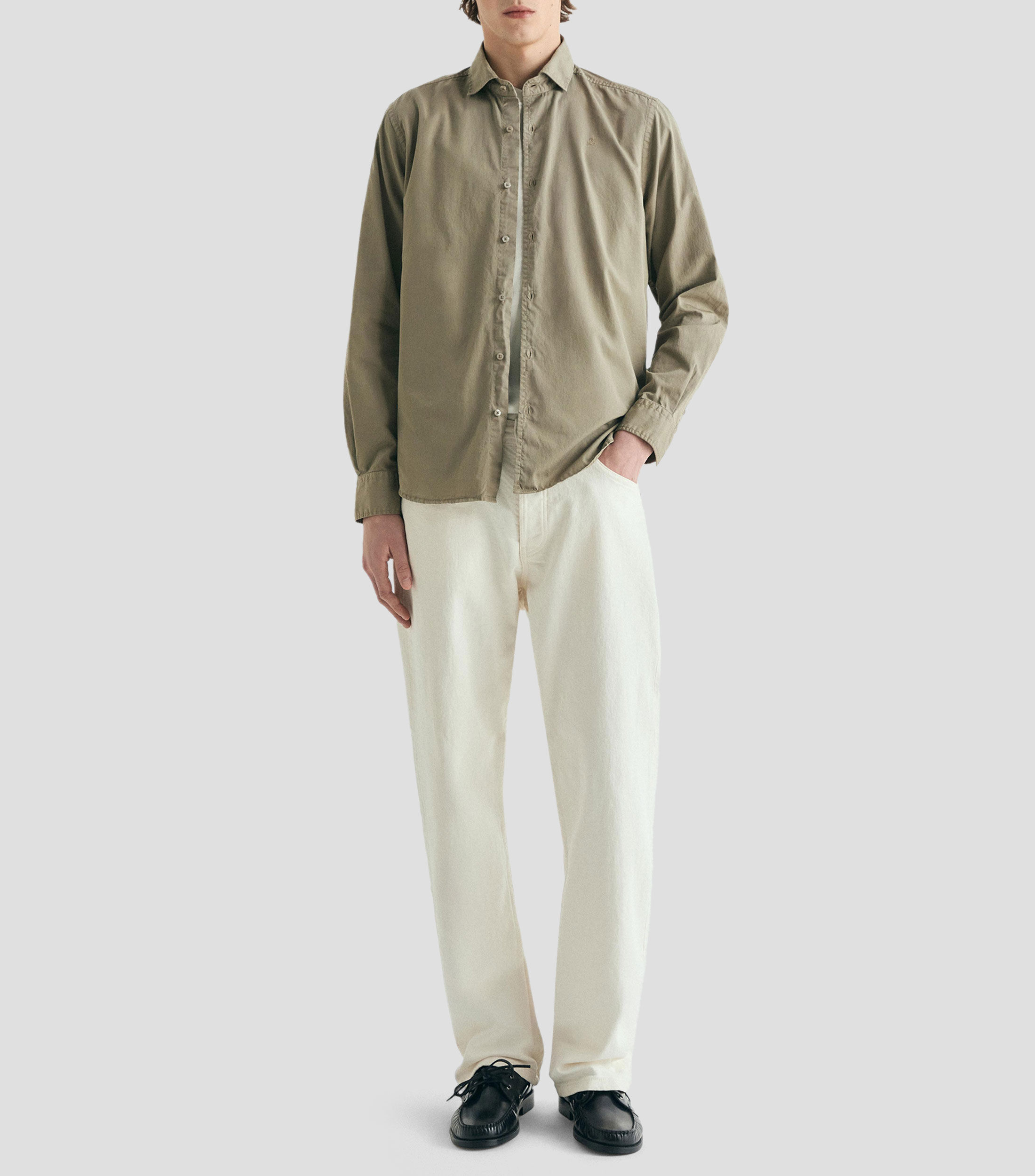 Camisa lisa manga larga Hombre